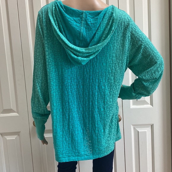 Calvin Klein Performance Womens L/XL Blue & Green Long Sleeve Hoodie with Thumb - Picture 6 of 12